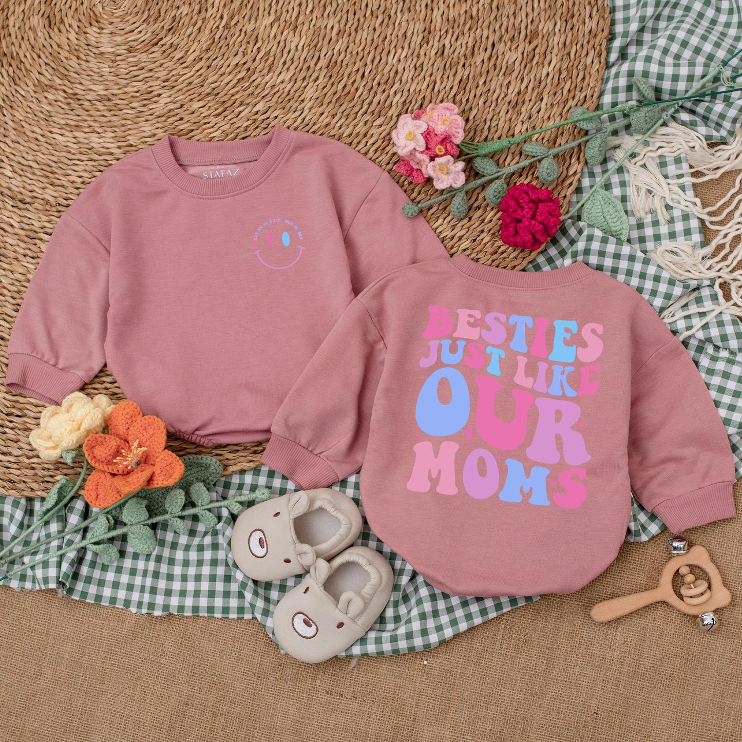 Besties Just Like Our Moms Baby Bodysuit, Matching Friends Outfit, Cute Best Friend Romper, Baby Shower Gift, New Mom Gift