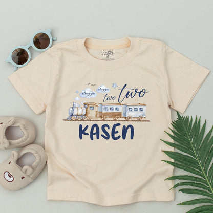 Personalized Choo Choo I'm 2 Train Birthday Family Matching T-Shirt for Toddler Boy Girl 2nd Birthday Party Celebration Gift