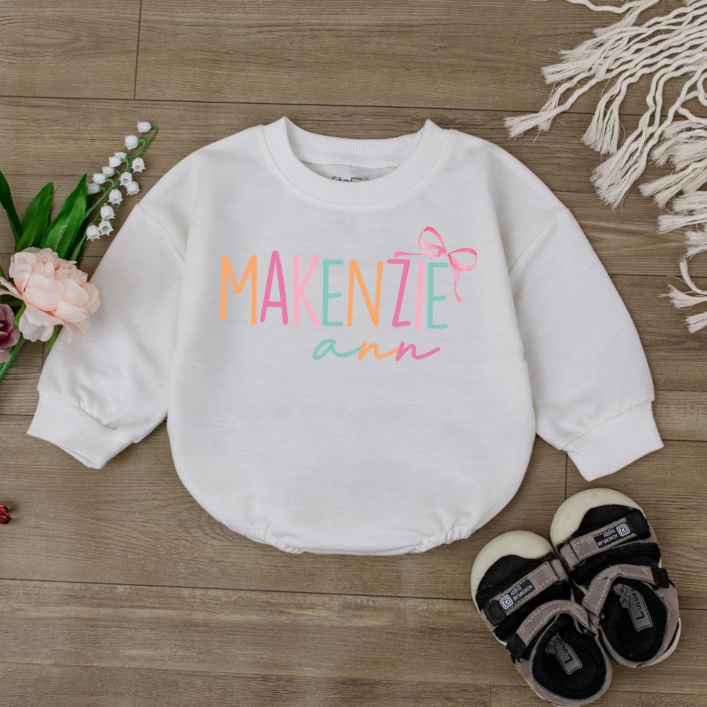 Custom First & Middle Name Baby Girl Romper Personalized Baby Shower Gift Soft Cotton Newborn Outfits