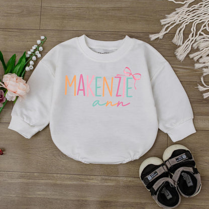 Custom First & Middle Name Baby Girl Romper Personalized Baby Shower Gift Soft Cotton Newborn Outfits