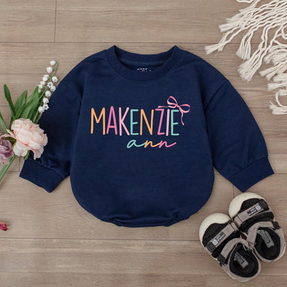 Custom First & Middle Name Baby Girl Romper Personalized Baby Shower Gift Soft Cotton Newborn Outfits