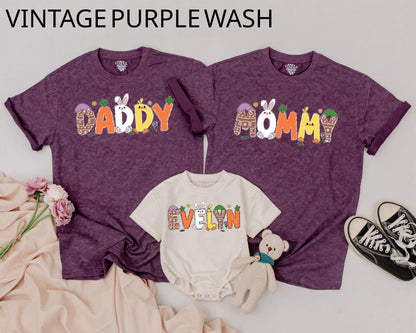 Matching Easter Family Shirts Personalized Bunny Design, Custom 1st Easter Day Outfits, Mommy & Me Gift, Baby Boy & Girl Clothes
