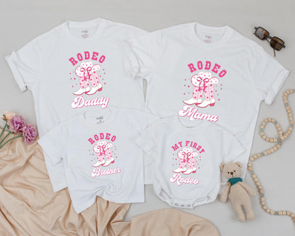 My First Rodeo Family Matching Shirts, 1st Birthday Cowgirl Party Outfit, Western Farm Theme, Baby T-shirt, Matching Siblings Clothes Cute (138 chars)
