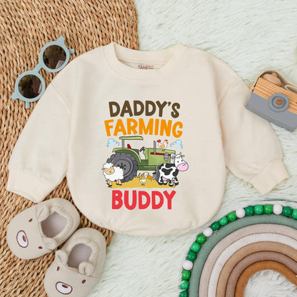 Daddy's Farming Buddy Baby Romper Farm Kid Green Tractor Newborn Bodysuit Minimalist Baby Shower Gift