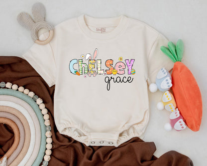 Custom First Easter Baby Romper Bunny Outfit Personalized Baby Girl Boy Bodysuit Shower Gift Spring Clothes Infant's First Easter