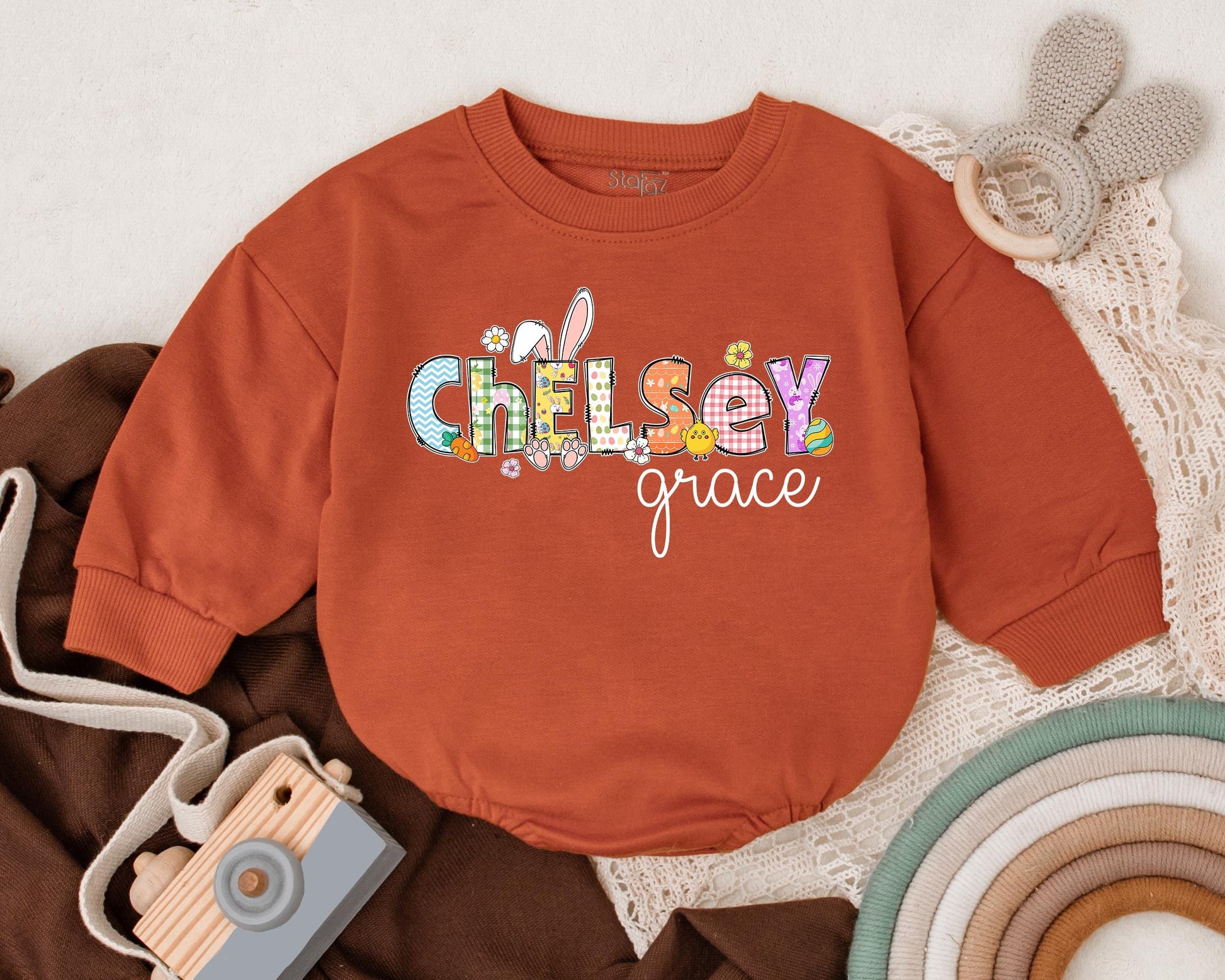 Custom First Easter Baby Romper Bunny Outfit Personalized Baby Girl Boy Bodysuit Shower Gift Spring Clothes Infant's First Easter