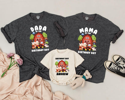 Personalized Farm Birthday Shirt Matching Family Barnyard Fun Cow Chick Pig Horse T-Shirt Cute Farm Theme Party Outfit