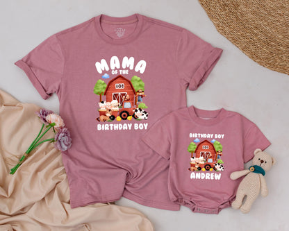 Personalized Farm Birthday Shirt Matching Family Barnyard Fun Cow Chick Pig Horse T-Shirt Cute Farm Theme Party Outfit