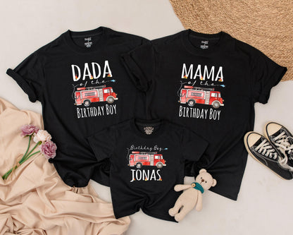 Custom Fire Truck Birthday Shirt for Boys First Birthday Firefighter Outfit Personalized Age Celebration Baby Clothes Fireman