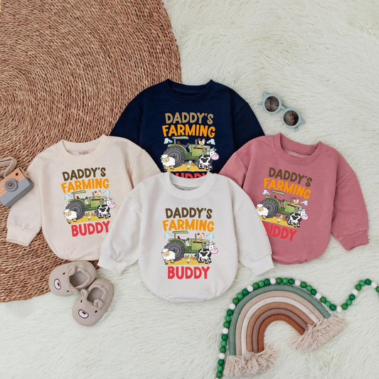 Daddy's Farming Buddy Baby Romper Farm Kid Green Tractor Newborn Bodysuit Minimalist Baby Shower Gift