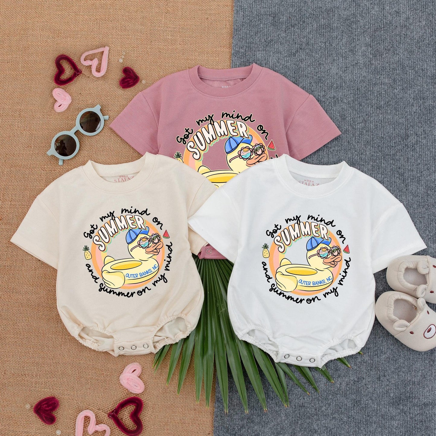 Custom My First Beach Vacation Baby Romper Short Sleeve Bodysuit for Newborns, a perfect summer beach baby outfit and personalized 1st trip gift