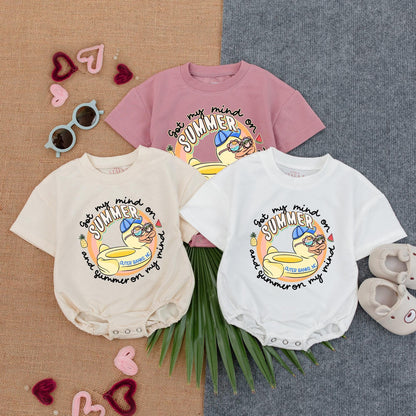 Custom My First Beach Vacation Baby Romper Short Sleeve Bodysuit for Newborns, a perfect summer beach baby outfit and personalized 1st trip gift