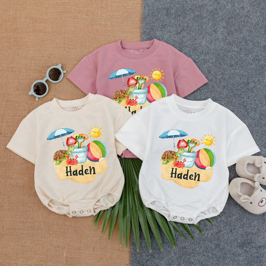 My First Beach Vacation Baby Romper Short Sleeve Summer Clothes 1st Vacation Baby Beach Bodysuit Vacation Outfit