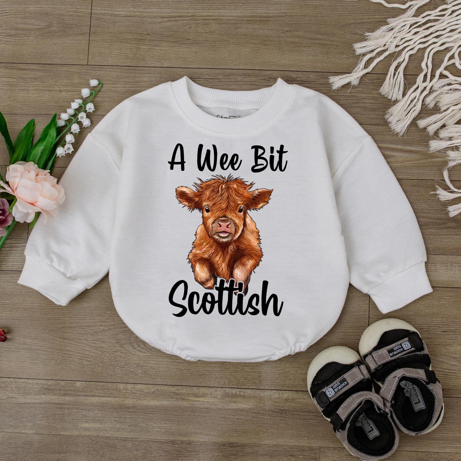 Scottish Cow First Birthday Romper for Baby Boy or Girl Cute Highland Cow 1st Birthday Outfit Toddler Celebration Clothes