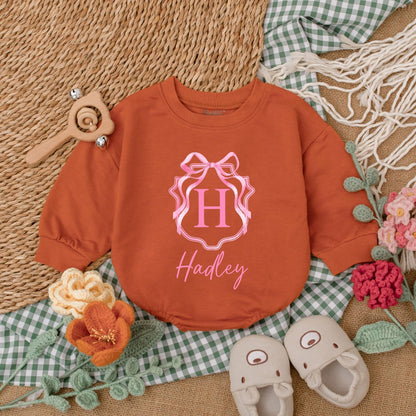 Custom Name Pink Bow Baby Girl Romper Sweetheart Coming Home Outfit First Birthday Baby Shower Gift