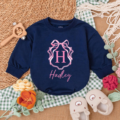 Custom Name Pink Bow Baby Girl Romper Sweetheart Coming Home Outfit First Birthday Baby Shower Gift