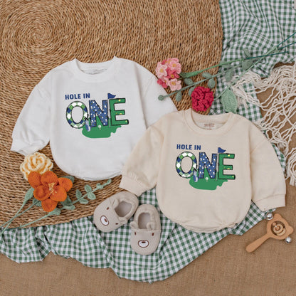 Baby Boy Golf First Birthday Romper Hole in One Outfit for First Birthday Celebrations