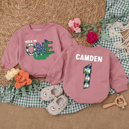Baby Boy Golf First Birthday Romper Hole in One Outfit for First Birthday Celebrations