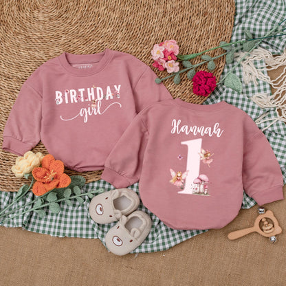 Personalized Fairy First Birthday Romper One Little Fairy Bodysuit Pink Fairy Birthday Outfit Bubble Romper