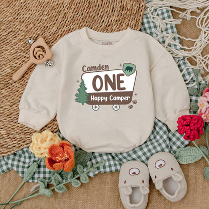 One Happy Camper Romper for Boys Camping 1st Birthday Bodysuit Adventure Baby Clothes Outfit