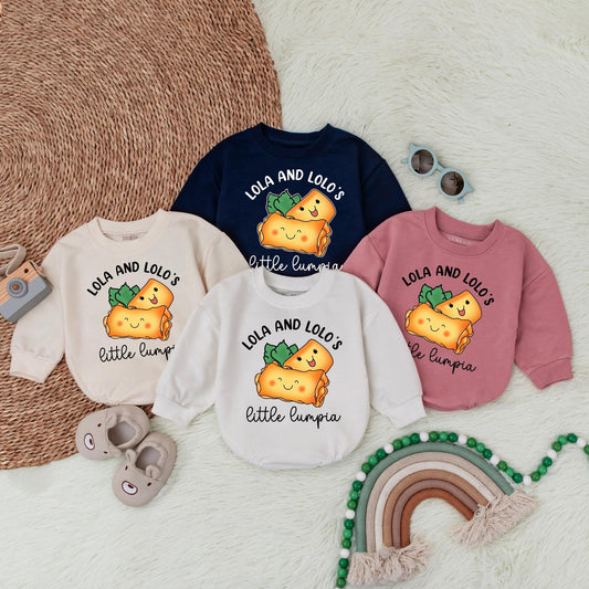 Lola and Lolo's Little Lumpia Baby Romper Cute Food Bodysuit Baby Girl Outfit Lola Grandma Gift