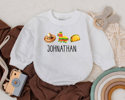 I'm Just Here For The Tacos Romper Personalized 1st Birthday Outfit Cinco De Mayo Taco Tuesday Baby Bodysuit Fiesta