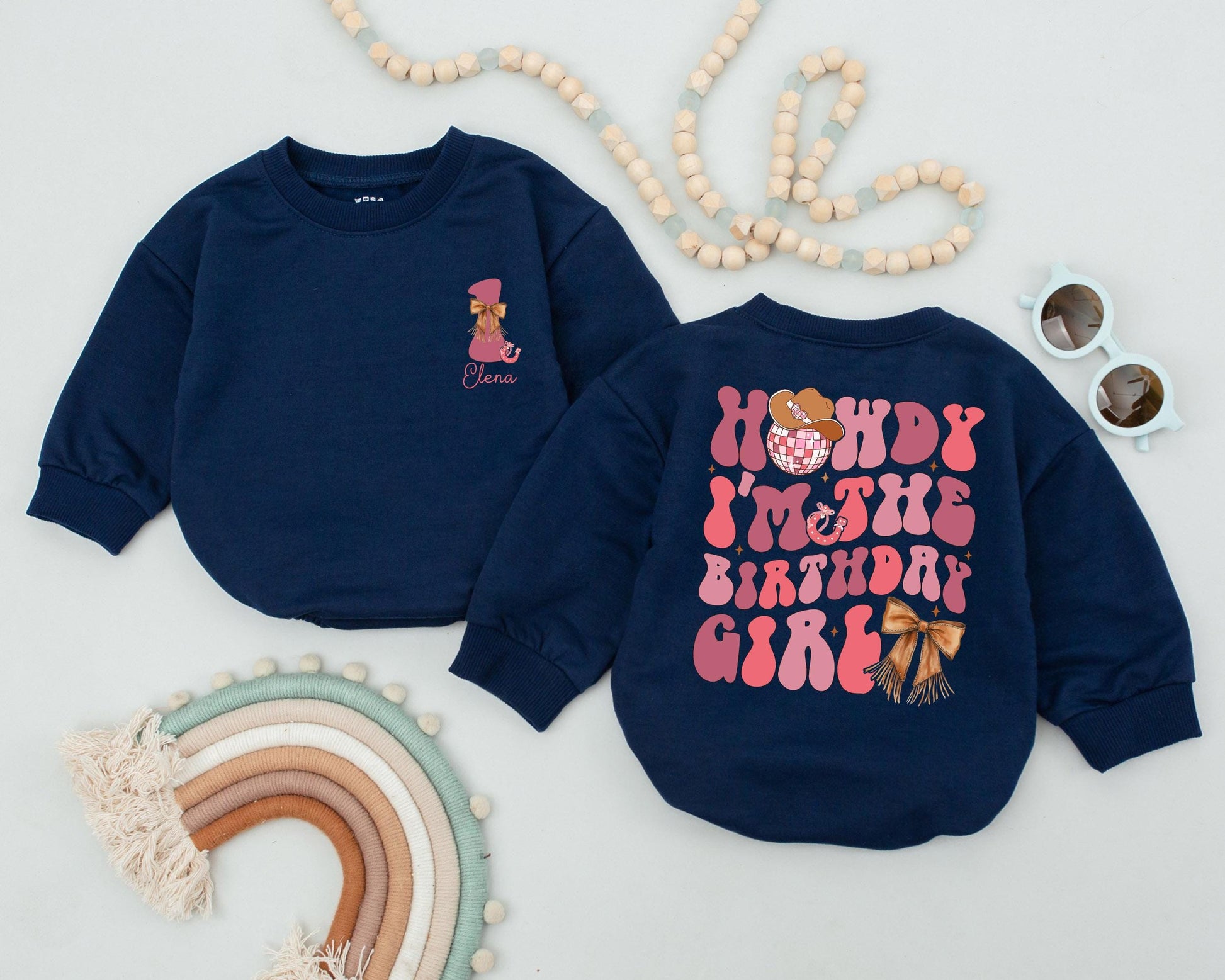 Personalized Name Retro Cowgirl Romper for Baby Girl, My First Rodeo Birthday Outfit, Western Baby Clothes, Custom Cowgirl Gift