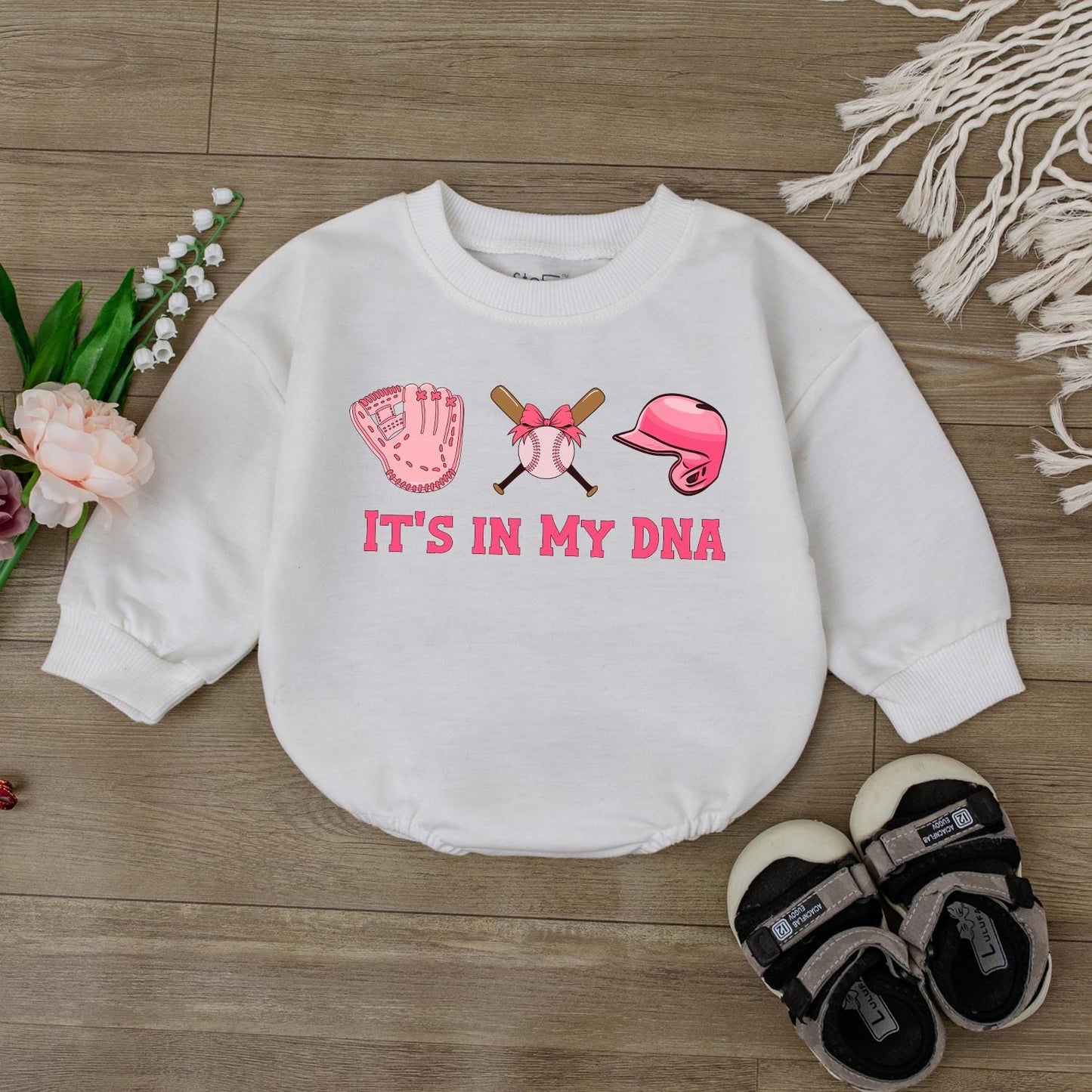 Football It's In My DNA Baby Girl Romper Bodysuit Birthday Outfit Sports Themed Shower Gift Newborn Infant Toddler Apparel