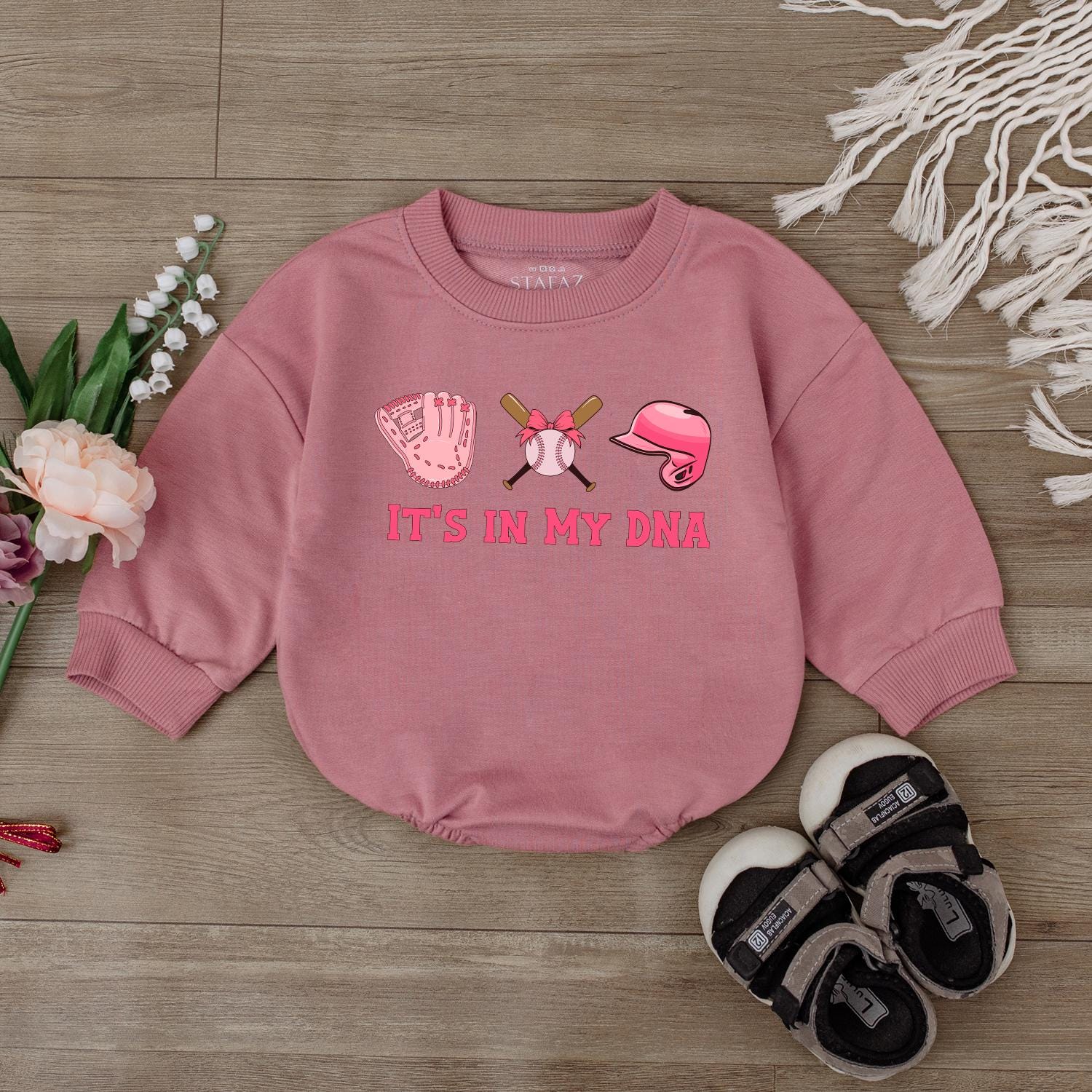 Football It's In My DNA Baby Girl Romper Bodysuit Birthday Outfit Sports Themed Shower Gift Newborn Infant Toddler Apparel