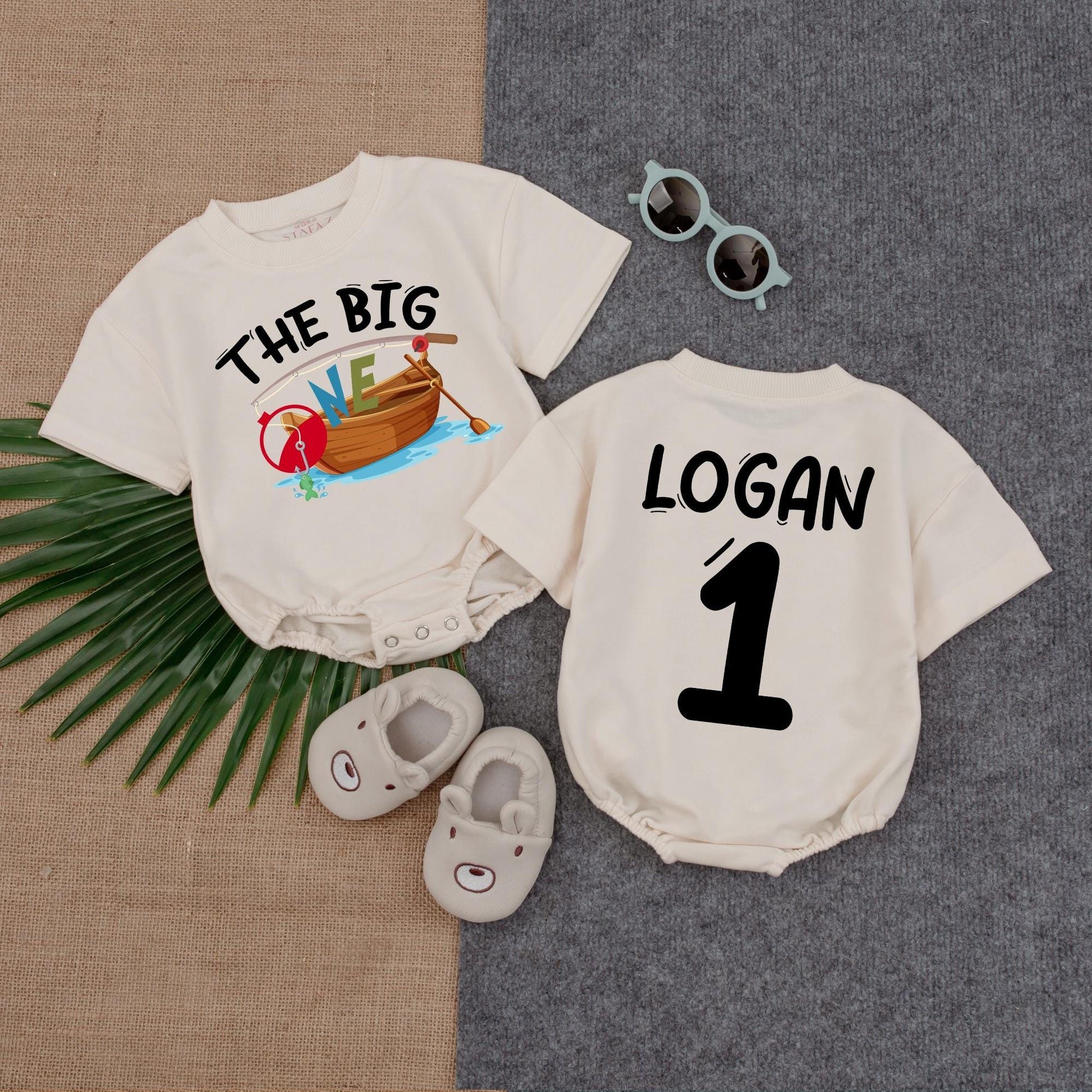 Personalized The Big One Boy Romper First Birthday Ocean Theme Fishing Outfit Comfortable Cotton Baby Boy Gift