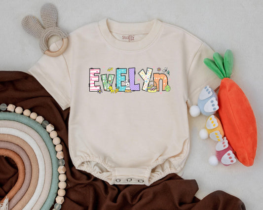 My First Easter Personalized Baby Romper Custom Name Easter Day Outfit Cute Bunny Spring Baby Shower Gift for Boys Girls