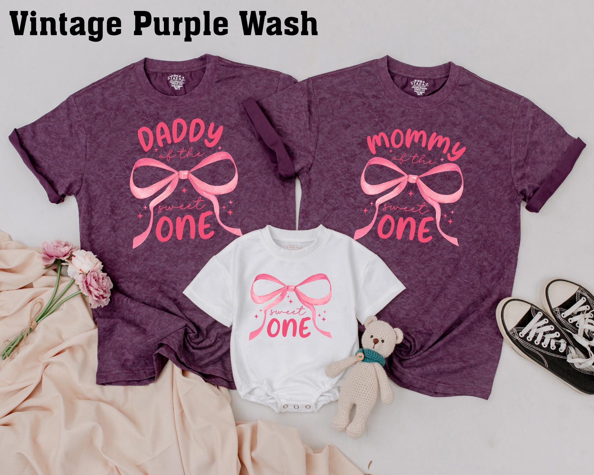 Pink Bow Sweet One First Birthday Family Matching Shirt Mommy Daddy Brother Outfit