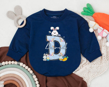 First Easter Baby Romper Personalized Name Cute Bunny Outfit Newborn Spring Bodysuit Baby Shower Gift for Boys Girls