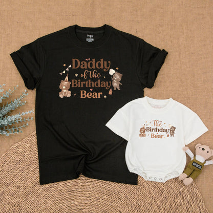 Beary First Birthday Matching Family Shirts, Little Bear Outfit, 1st Birthday Celebration for Baby Boy or Girl, Matching Birthday Crew Cotton Tee (139 chars)