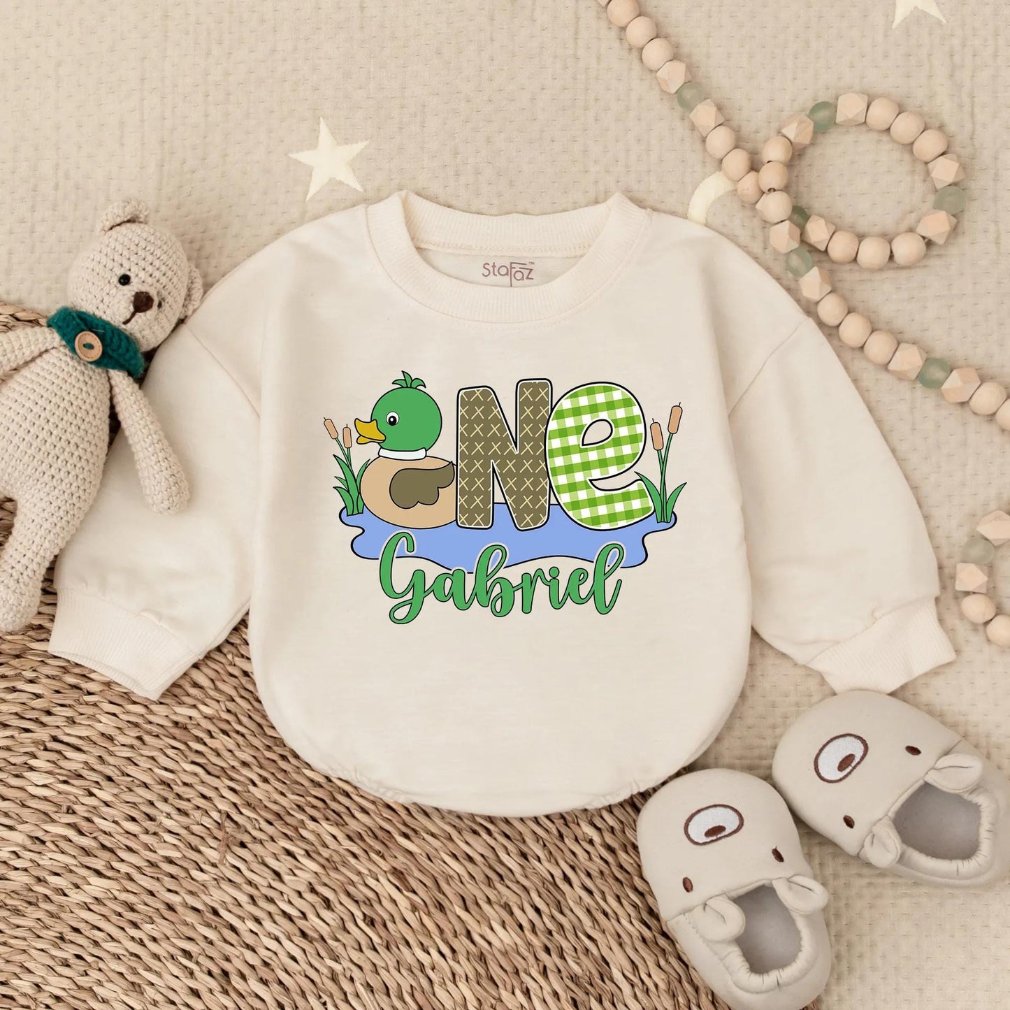 Custom Duck First Birthday Bubble Romper Baby Boy One Year Old Cute Comfortable Baby Outfit Celebration Party Wear Gift