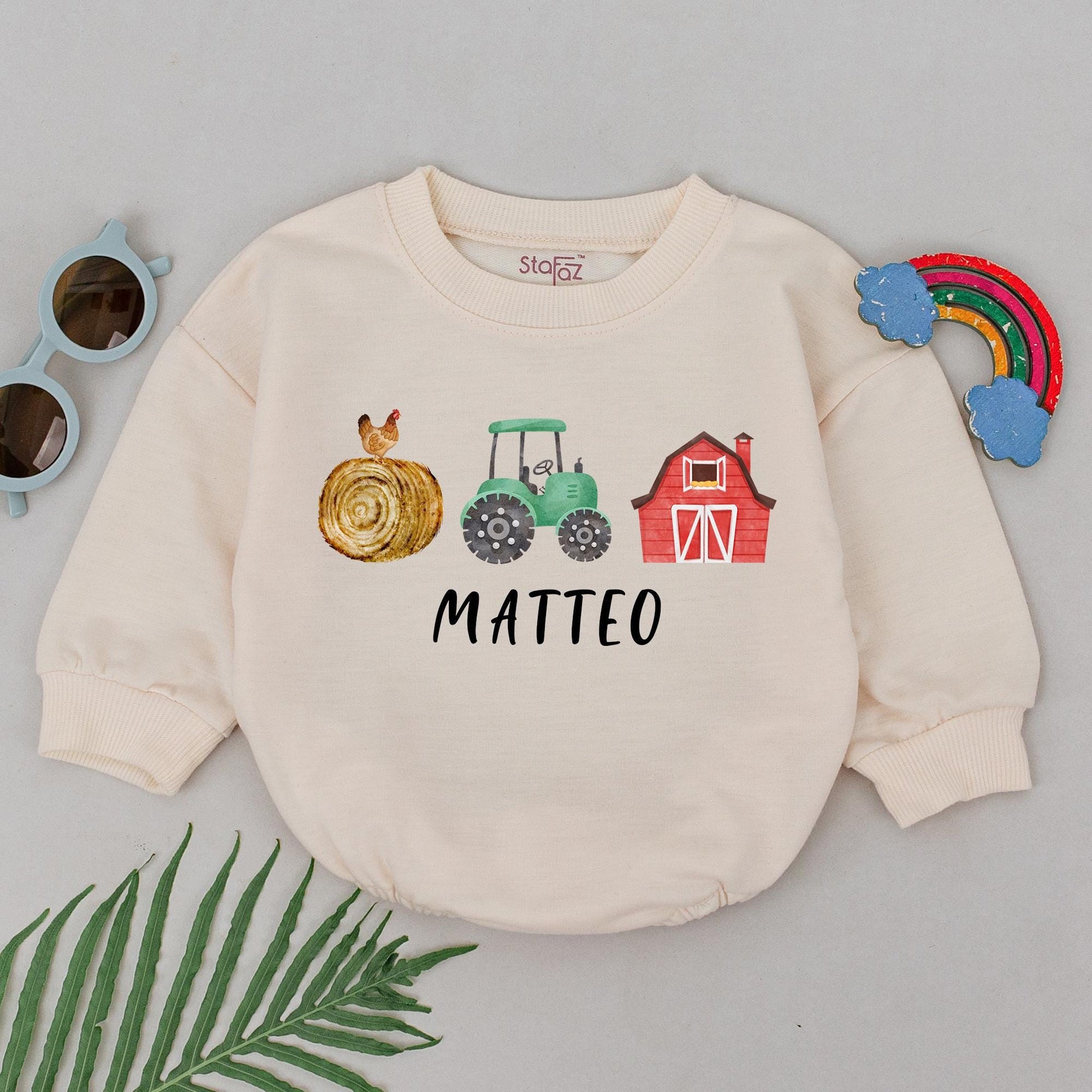 Personalized Name Farm Baby Romper for First Birthday Retro Western Cowgirl Cowboy Soft Cotton Infant Outfit Gift