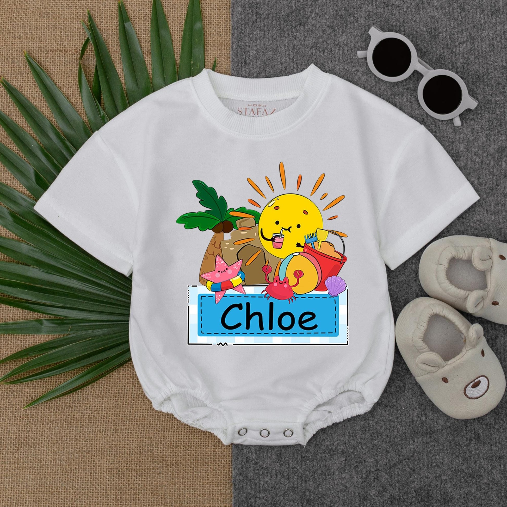 Personalized Funny Crab Bubble Romper Baby Toddler Coastal Beach Outfit Summer Bodysuit Short Sleeve Lightweight Ocean Theme Baby Gift