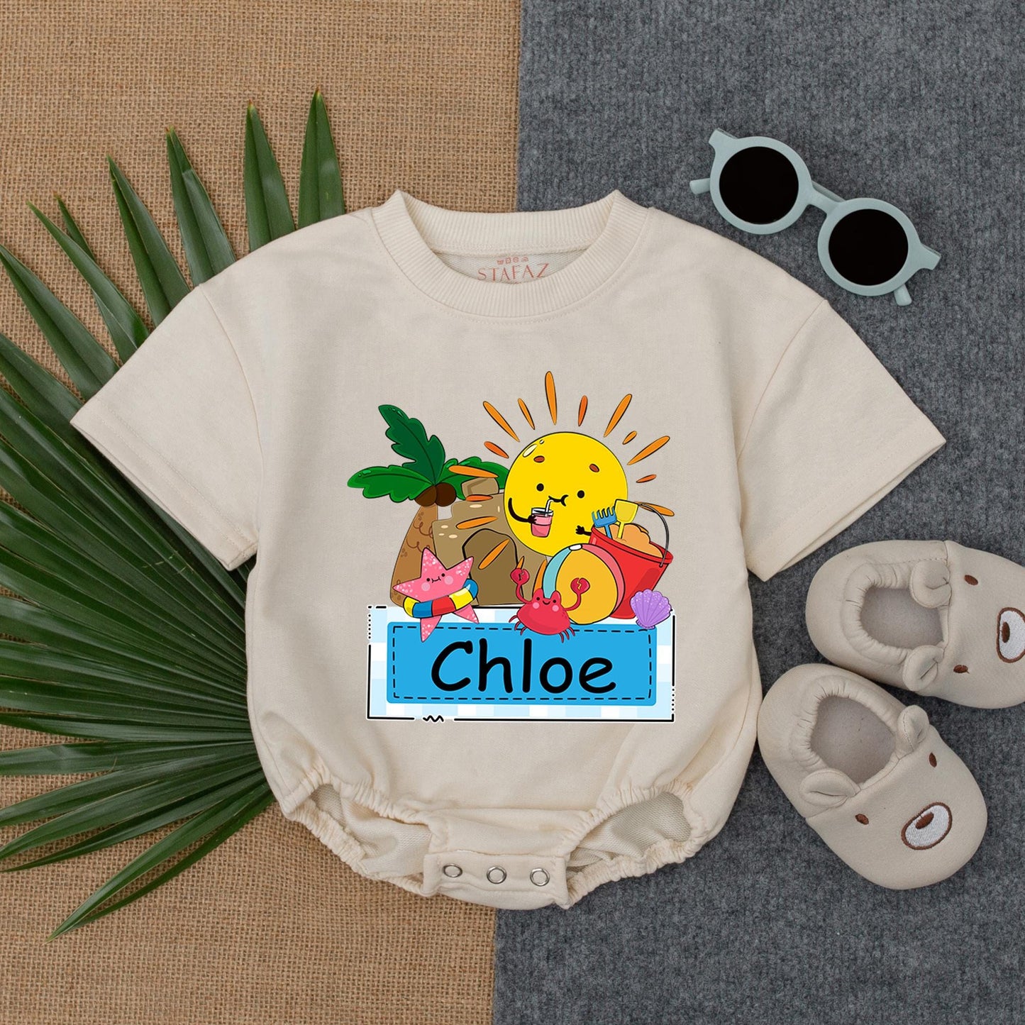 Personalized Funny Crab Bubble Romper Baby Toddler Coastal Beach Outfit Summer Bodysuit Short Sleeve Lightweight Ocean Theme Baby Gift