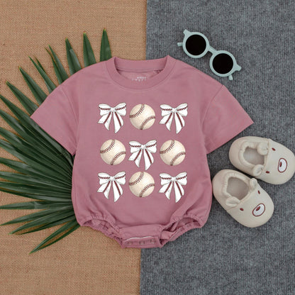 Vintage Baseball Bow Romper Newborn Baby Girl Gift, Gameday Outfit, Baseball Lover Tee, Custom Baby Shower Gift