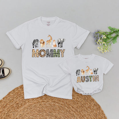 Personalized Safari Wild One Birthday Family T-Shirts Romper Matching Mom Dad Celebration Outfit Zoo Vacation Fun
