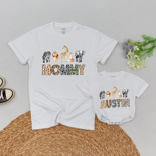 Personalized Safari Wild One Birthday Family T-Shirts Romper Matching Mom Dad Celebration Outfit Zoo Vacation Fun