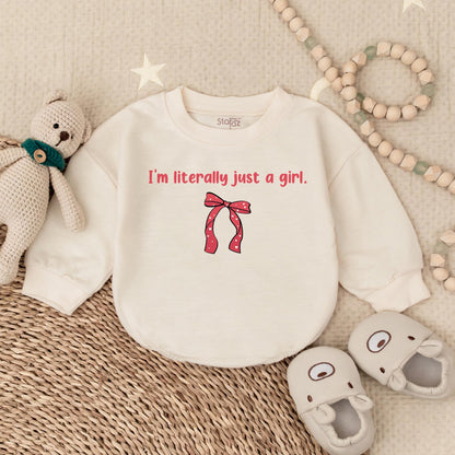 I'm Just A Girl Baby Bubble Romper Perfect Gender Reveal Baby Shower and Coming Home Outfit