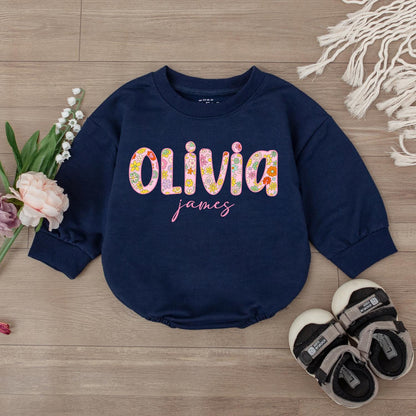 Custom First + Middle Name Baby Girl Romper, Baby Shower Gift, Newborn Clothes, Cute Outfit, Personalized Baby Girl Gift