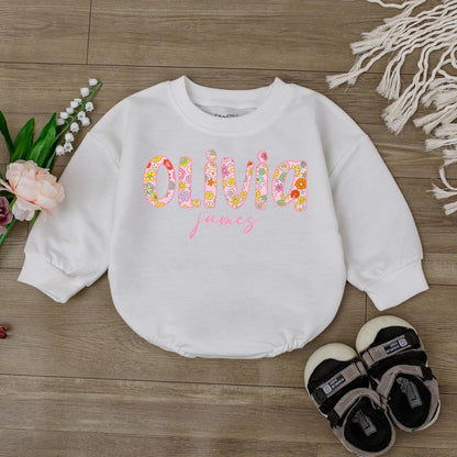 Custom First + Middle Name Baby Girl Romper, Baby Shower Gift, Newborn Clothes, Cute Outfit, Personalized Baby Girl Gift