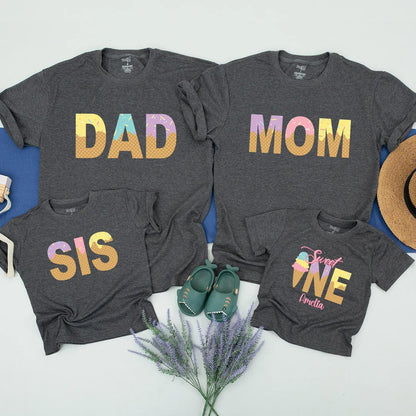 Matching Family Ice Cream Birthday Shirts for Sweet One Girl Toddler First Birthday Party Outfits Mom Dad Siblings