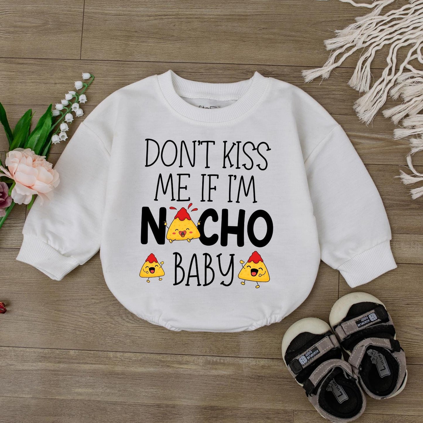 Do Not Kiss Me If I'm Nacho Baby Romper Newborn Outfit First Birthday Gift Baby Girl Clothes Announcement Gender Neutral