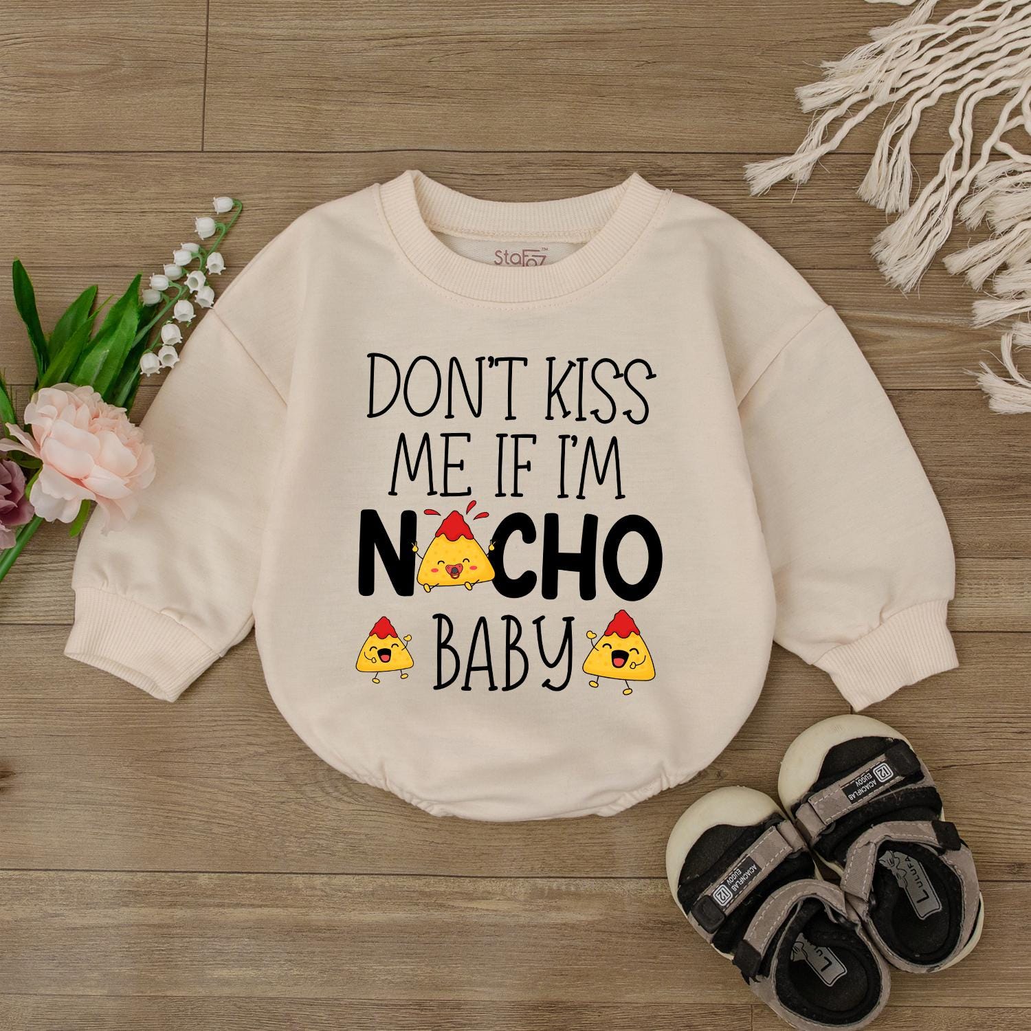 Do Not Kiss Me If I'm Nacho Baby Romper Newborn Outfit First Birthday Gift Baby Girl Clothes Announcement Gender Neutral