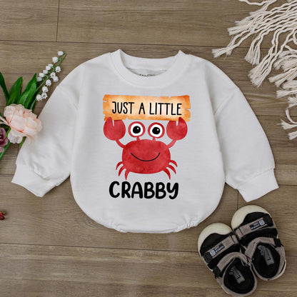 I'm A Little Crabby Baby Romper Cute Summer Beach Ocean Outfit Infant Clothes Funny Baby Ocean Theme Jumpsuit Bodysuit Boy Girl Shower Gift First Birthday