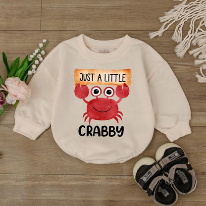 I'm A Little Crabby Baby Romper Cute Summer Beach Ocean Outfit Infant Clothes Funny Baby Ocean Theme Jumpsuit Bodysuit Boy Girl Shower Gift First Birthday