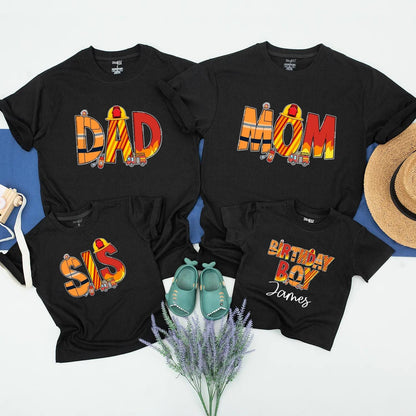 Firefighter Birthday Boy Matching Family Shirts Firetruck Themed Toddler Boy Fire Fighter Celebration Gift